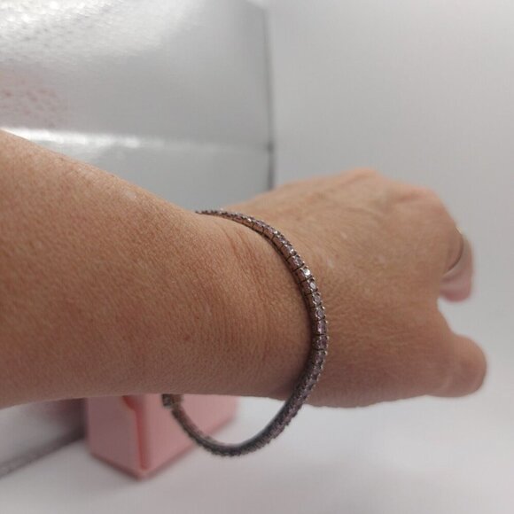 Pink CZ tennis bracelet Sterling Silver marked 925 and ADI 60 stones - Picture 12 of 14
